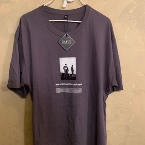 Photographic letter print casual t-shirt